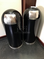 Two United Metal Receptacle Fire Fighter Pop-Top 15 Gallon Trash Cans