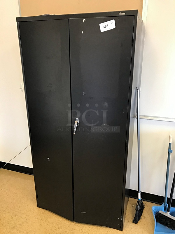 Lockable Black Metal Storage Cabinet