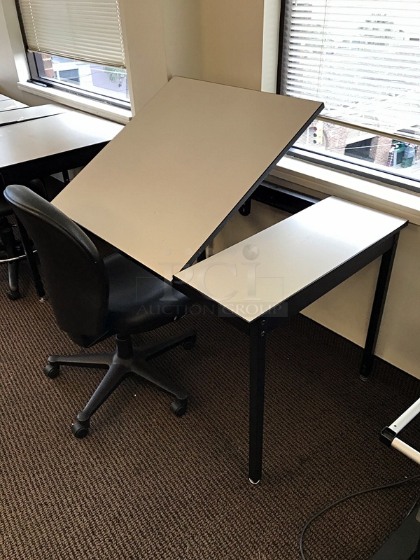 Five Adjustable Art Tables & Herman Miller Task Chairs (5x bid)