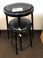 Two Black Metal Stools w/ Vinyl Padded Seats