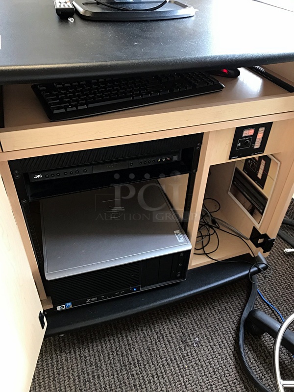 Smart Solution Presenter Podium on Casters Includes Presentation Switcher, JVC DVD & VHS Player, Built in Speakers & Herman Miller Task Chair - Image 4 of 4