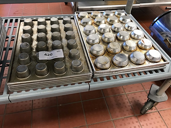 Eight Heavy Duty Aluminum Muffin Baking Pans