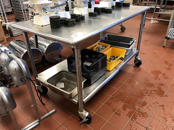 Stainless Steel Work Table w/ Mounted Manual Can Opener - Image 1 of 3