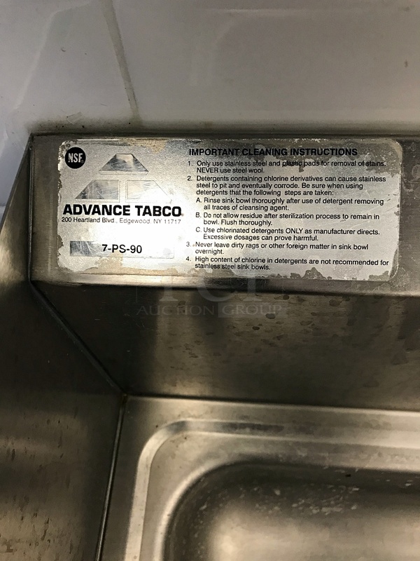 Advance Tabco Stainless Steel Floor Standing Hand Sink w/ Foot Pedal Faucet & Splash Guards - Image 3 of 3