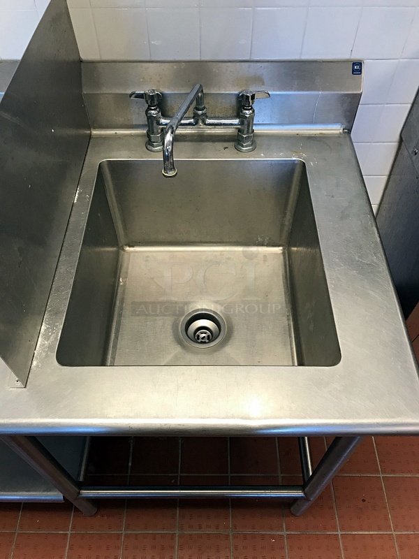 6' Stainless Steel Work Table w/ Single Compartment Sink & Faucet w/ Splash Guard - Image 2 of 3