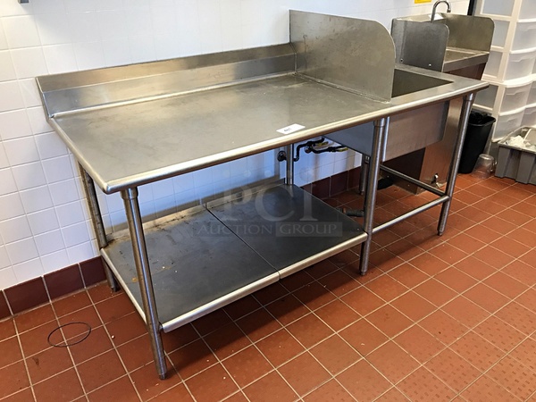 6' Stainless Steel Work Table w/ Single Compartment Sink & Faucet w/ Splash Guard - Image 3 of 3