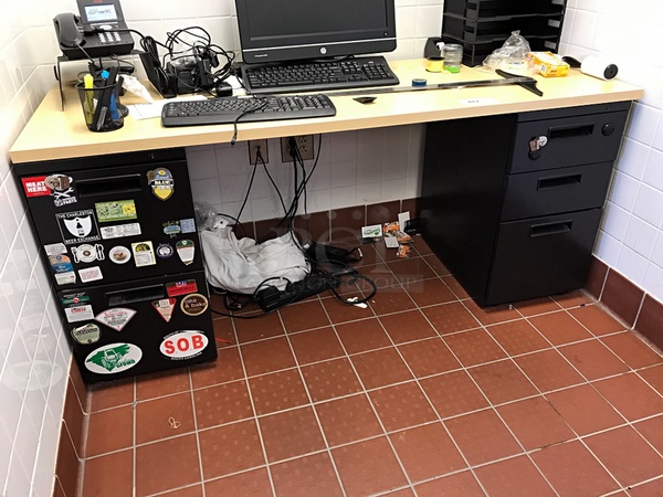 Wooden Herman Miller Desk w/ Filing Cabinet - Image 1 of 1