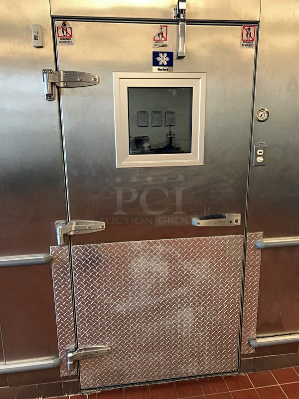 LIKE NEW! Side By Side Walk-In Cooler & Freezer, Stainless Steel Front & Doors, Diamond Plate Floor in Both, 220v 1ph, Door Keys Included. Tested & Working! - Image 2 of 7