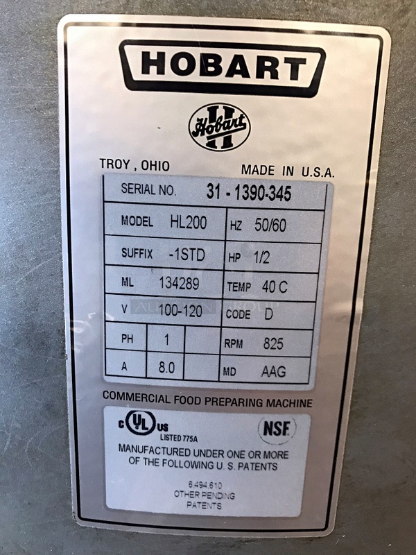 LIKE NEW! Hobart Legacy HL200 20 Qt. Commercial Planetary Stand Mixer w/ Accessories & 15 Minute Timer, Includes Stainless Steel Stand on Casters, 120v 1ph, Tested & Working (See Video)! - Image 3 of 5