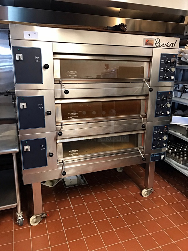 Revent 649U HC 3x31211 Triple Stack Electric Modular Deck Oven w/ Stone Hearth, 208v 3ph, Tested & Working!