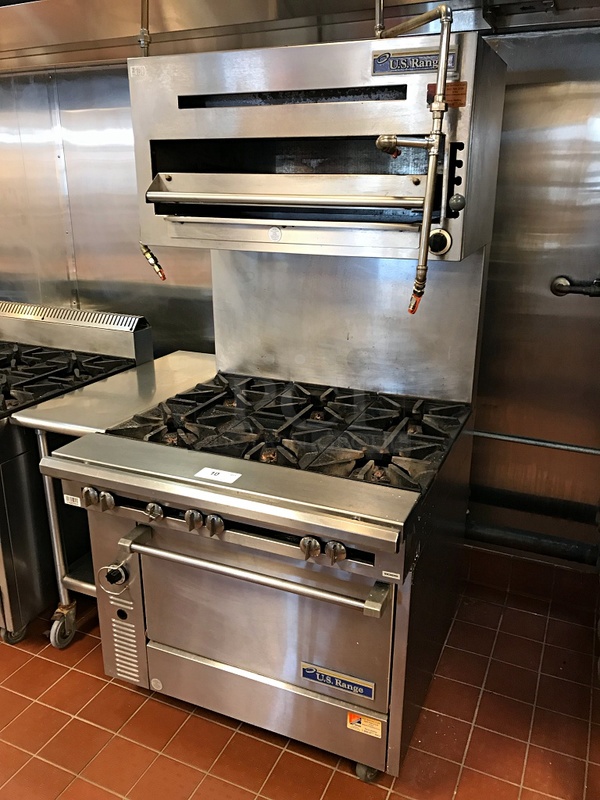 US Range 6 Eye Burner Natural Gas Range w/ Standard Oven & Salamander, Tested & Working! - Image 1 of 6
