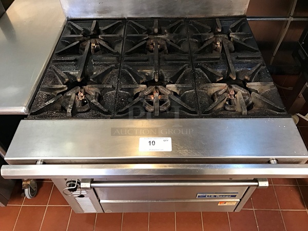 US Range 6 Eye Burner Natural Gas Range w/ Standard Oven & Salamander, Tested & Working! - Image 2 of 6