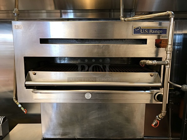 US Range 6 Eye Burner Natural Gas Range w/ Standard Oven & Salamander, Tested & Working! - Image 3 of 6