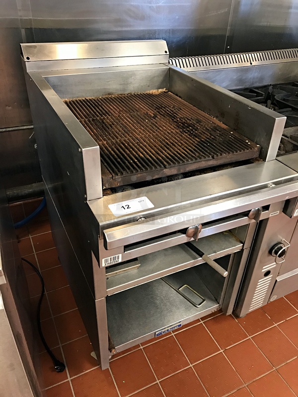 U. S. Range Natural Gas 24" Cuisine Series Range Match Lava Rock Charbroiler w/ Adjustable Grates & Storage Base, 90,000 BTU, Tested & Working! - Image 1 of 3