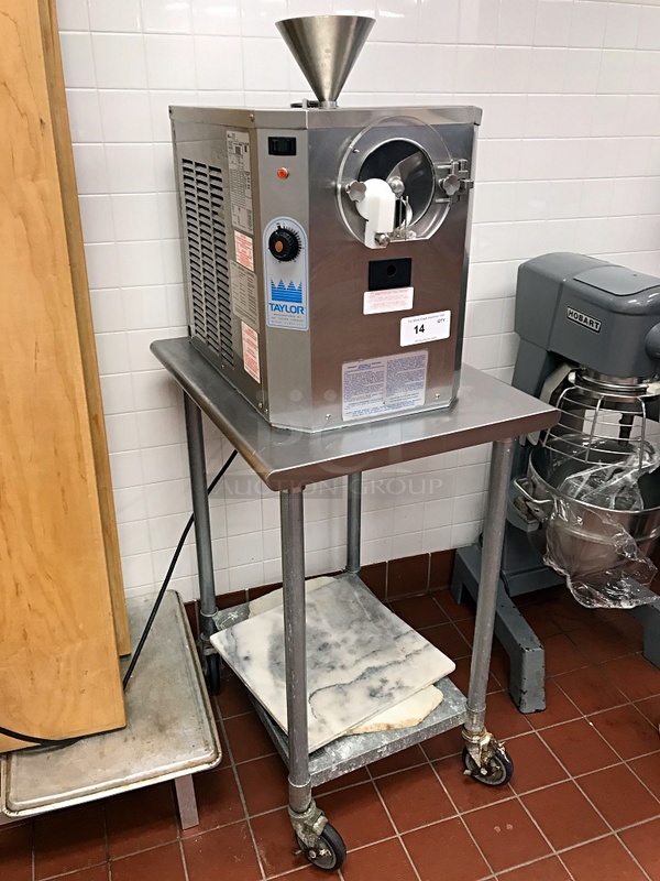 Taylor 104-12 Countertop 3 Quart Batch Ice Cream Freezer on Stainless Steel Equipment Stand, 115v 1 Ph, Tested & Working (See Video)!