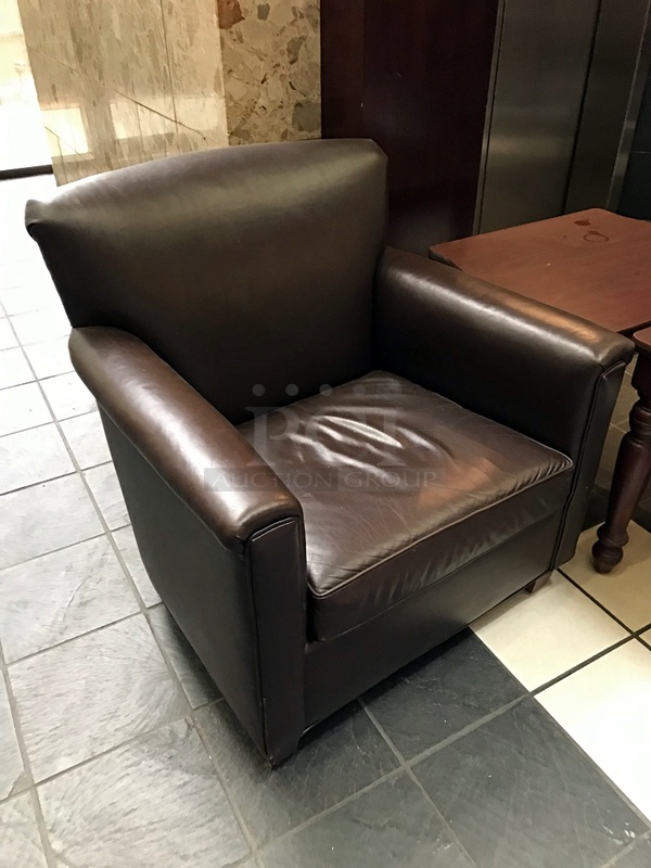 Brown Leather Two Seater Couch & Two Arm Chairs - Image 2 of 3