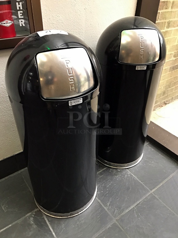 Two United Metal Receptacle Fire Fighter Pop-Top 15 Gallon Trash Cans - Image 1 of 2