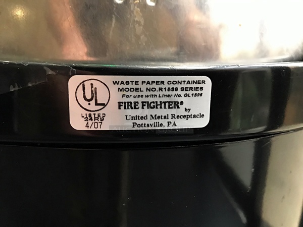 Two United Metal Receptacle Fire Fighter Pop-Top 15 Gallon Trash Cans - Image 2 of 2