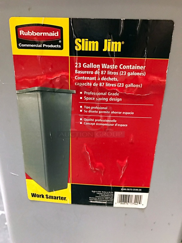 Three Rubbermaid Slim Jim Trash Cans - Image 2 of 2