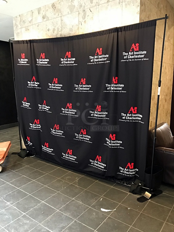 Portable Expo Stand w/ Background Curtain (Curtain can easily be replaced with your logo)
