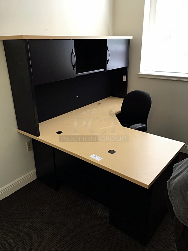 Herman Miller Corner Desk w/ Over Head Storage & Task Chair - Image 1 of 3