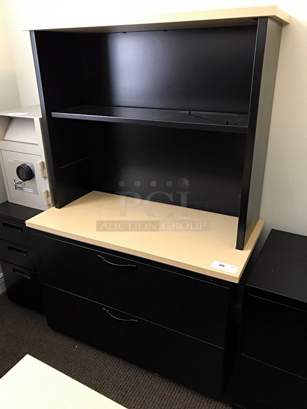 Herman Miller Book Shelf w/ Two Draws, HON Two Draw Lateral Filing Cabinet & Three Draw Filing Cabinet - Image 2 of 5