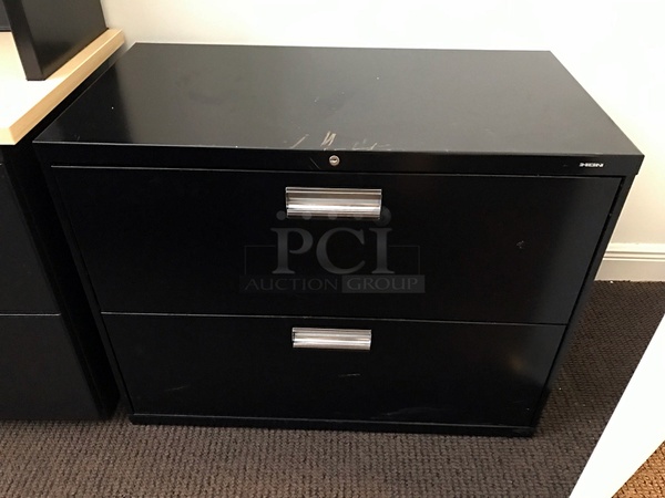 Herman Miller Book Shelf w/ Two Draws, HON Two Draw Lateral Filing Cabinet & Three Draw Filing Cabinet - Image 3 of 5