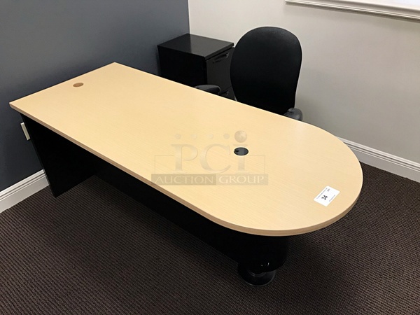 Herman Miller Desk & Task Chair w/ Two Draw Filing Cabinet - Image 1 of 5