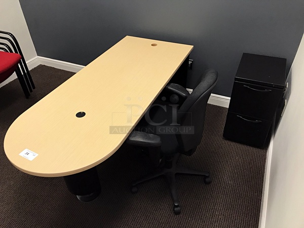 Herman Miller Desk & Task Chair w/ Two Draw Filing Cabinet - Image 2 of 5