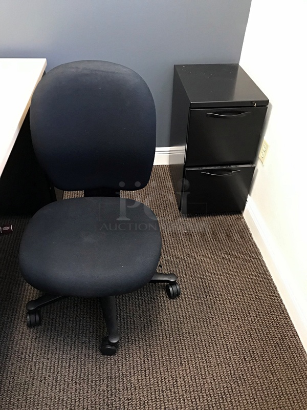 Herman Miller Desk & Task Chair w/ Two Draw Filing Cabinet - Image 2 of 4