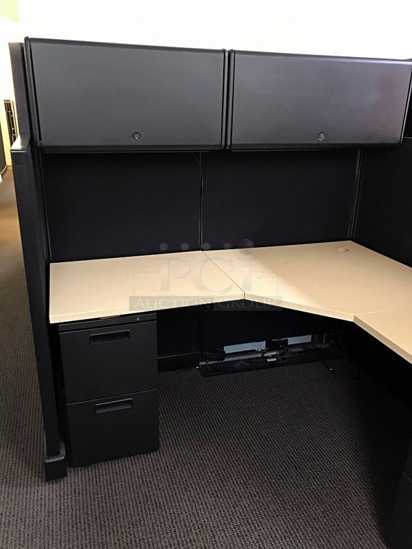 Herman Miller Two Desk Cubicle System w/ Over Head Storage & Filing Cabinets - Image 2 of 4