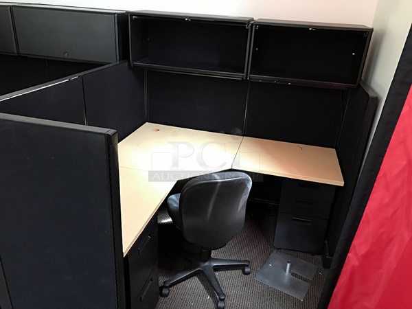 Herman Miller Two Desk Cubicle System w/ Over Head Storage & Filing Cabinets - Image 4 of 4