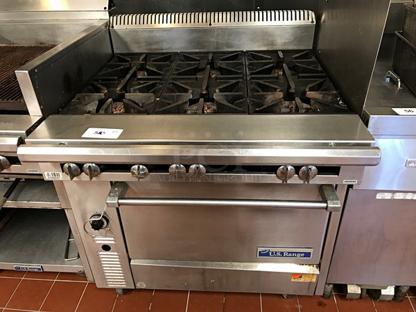 US Range 6 Burner Natural Gas Range w/ Standard Oven, Tested & Working - Image 1 of 5