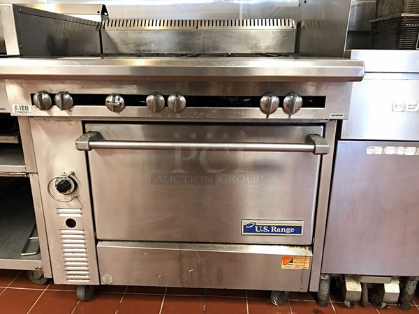 US Range 6 Burner Natural Gas Range w/ Standard Oven, Tested & Working - Image 3 of 5
