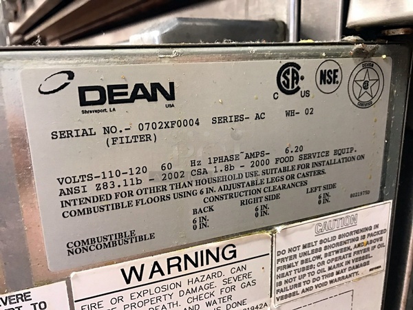 Dean 40lbs Natural Gas Deep Fryer w/ Built In Oil Filtration System, Left & Right Splash Guards & Two Baskets, Tested & Working! - Image 5 of 5