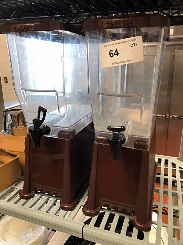 Two Carlisle 1085469 Clear TrimLine Premium 3 Gallon Single Base Beverage Dispenser - Image 1 of 3