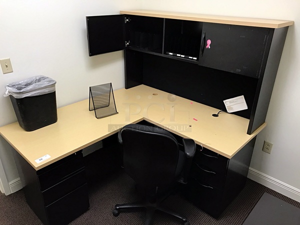 Herman Miller Corner Desk w/ Over Head Storage & Tack Chair - Image 1 of 3