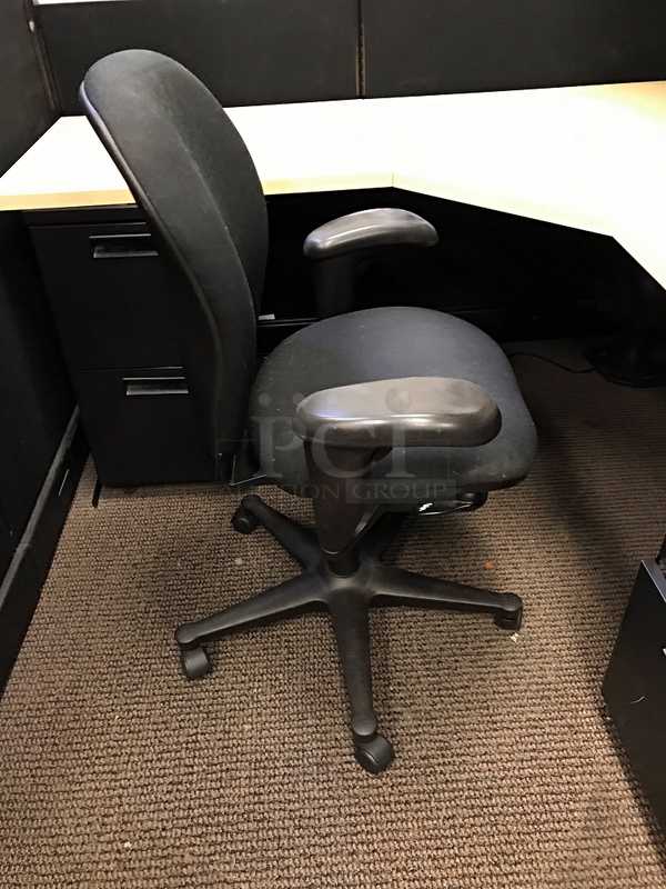 Two Herman Miller Corner Workstations w/ Over Head Storage & Task Chairs - Image 3 of 5