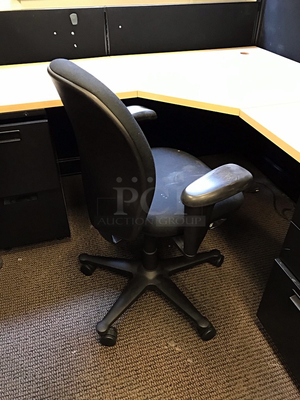 Two Herman Miller Corner Workstations w/ Over Head Storage & Task Chairs - Image 4 of 5