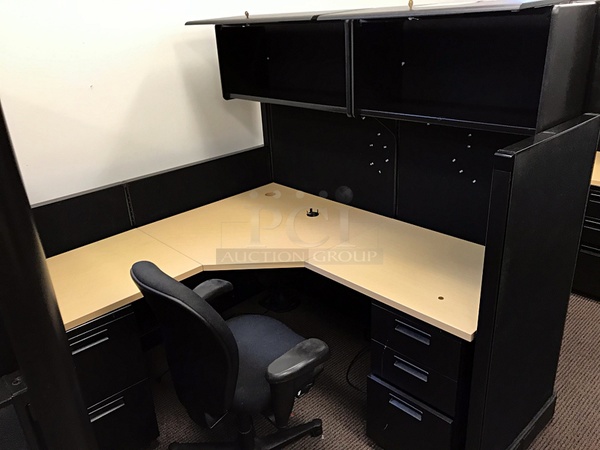 Two Herman Miller Corner Workstations w/ Over Head Storage & Task Chairs - Image 5 of 5
