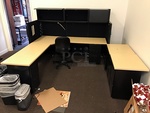 Large U Shaped Herman Miller Desk & Task Chair w/ Filing Cabinets