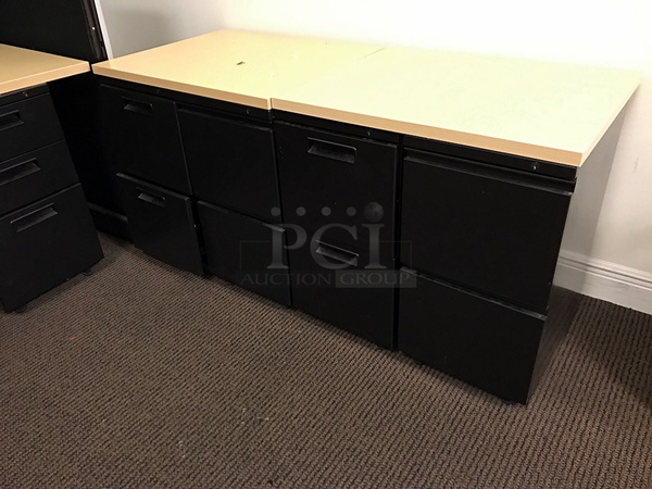 Large U Shaped Herman Miller Desk & Task Chair w/ Filing Cabinets - Image 3 of 4