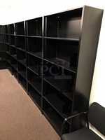 Five Black Metal Library Bookshelves
