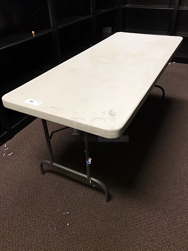 Folding White Plastic 6' Table - Image 1 of 1