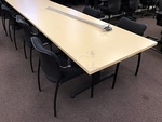 Beach Wood & Black Metal Table w/ Four Stackable Work Chairs