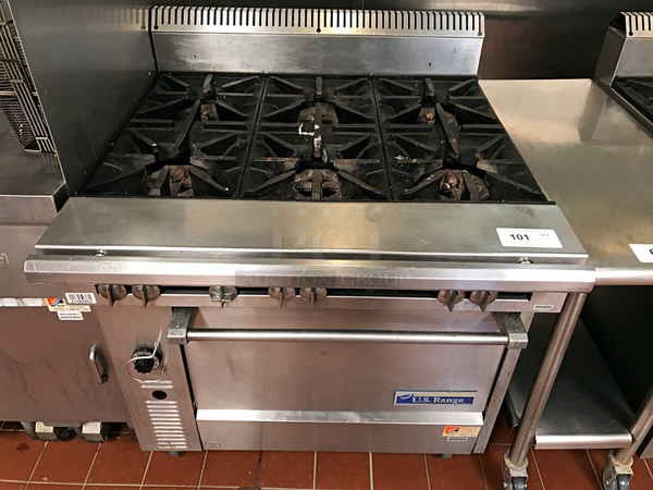 US Range 6 Burner Natural Gas Range w/ Standard Oven, Tested & Working! - Image 1 of 4