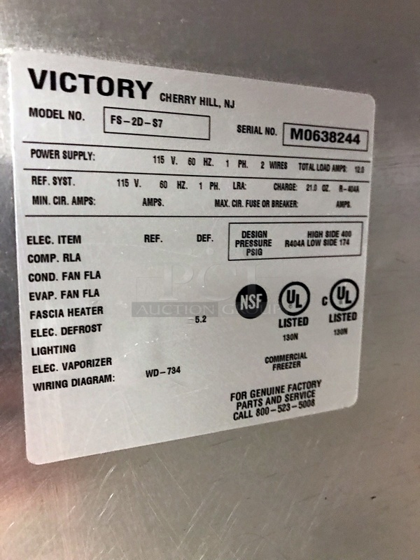 Victory FS-2D-S7 UltraSpec Series Freezer Featuring Secure-Temp Technology, Reach-In Two Door, 115v 1ph, Tested & Working! - Image 5 of 5
