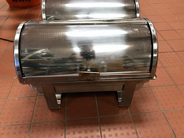 Full Size Roll Top Chafing Dishes & Stands (4x bid) - Image 4 of 4