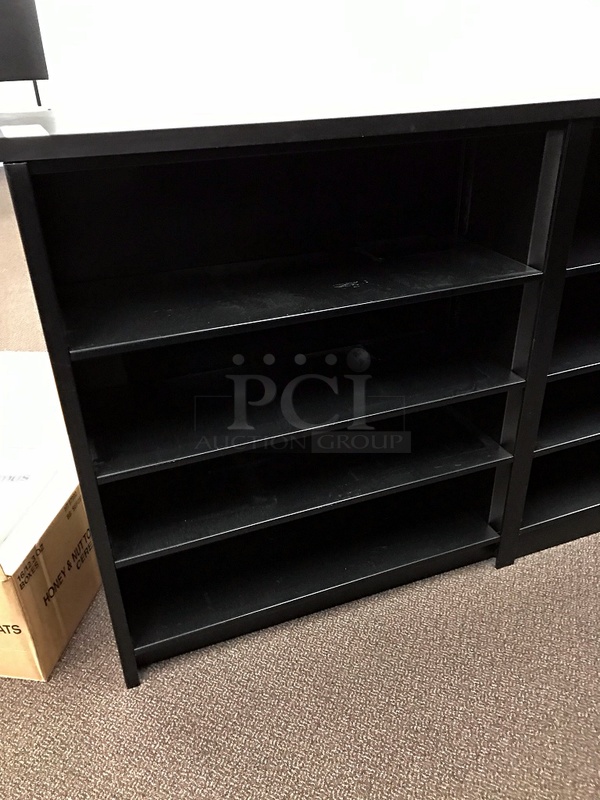 18' Black Metal Library Book & Periodicals Shelves - Image 2 of 3