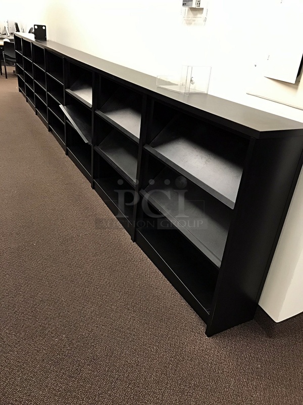 18' Black Metal Library Book & Periodicals Shelves - Image 3 of 3